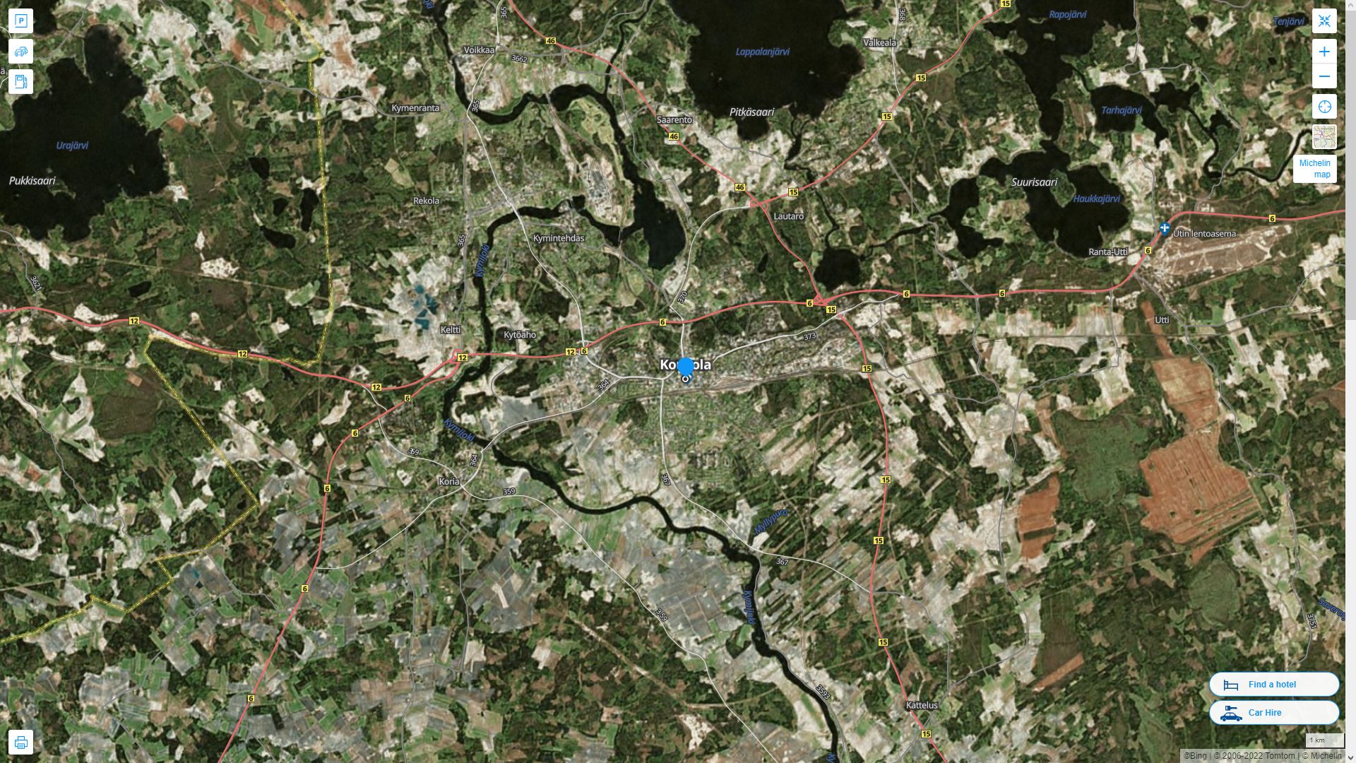 Kouvola Highway and Road Map with Satellite View